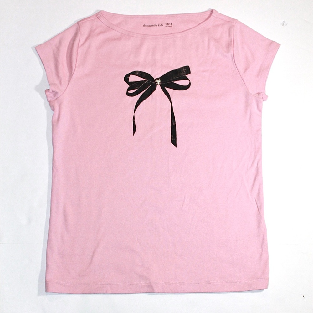 Abercrombie Kids Girls Pink Bow Graphic Tee